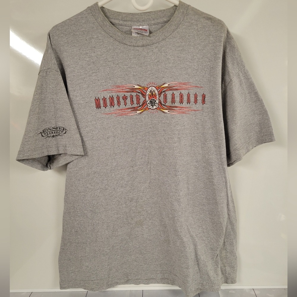 Monster Garage WCC Alstyle Y2K VTG Gray Graphic Jesse James Mens T-Shirt, XL